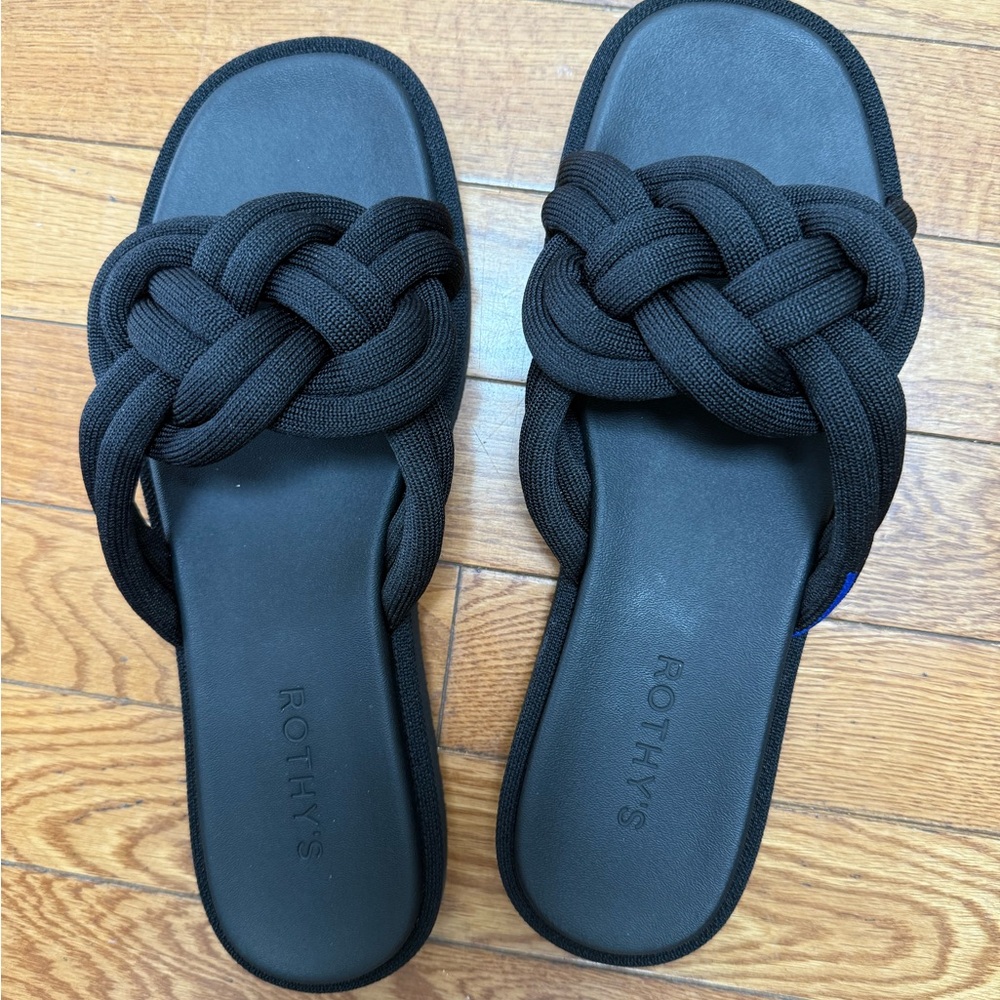 Rothy's Black Braided Sandals - NEW in box